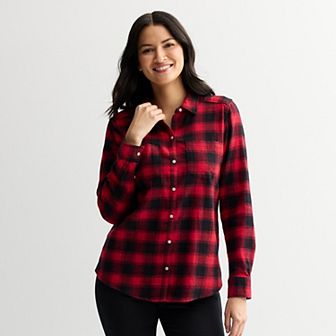 Women's Croft & Barrow® The Extra Soft Plaid Flannel Shirt