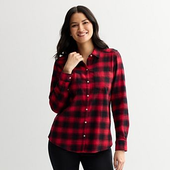 Women's Croft & Barrow® The Extra Soft Plaid Flannel Shirt