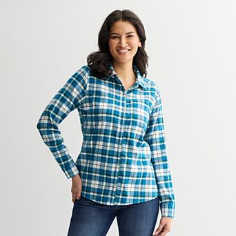 Women's Croft & Barrow® The Extra Soft Plaid Flannel Shirt