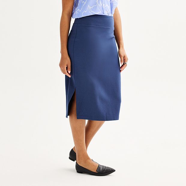ponte pencil skirt knee length stretch fabric size inclusive