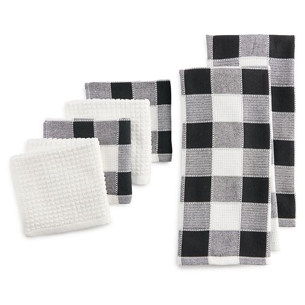Buffalo Plaid Dish Towel Kit - Classic Black/Natural White