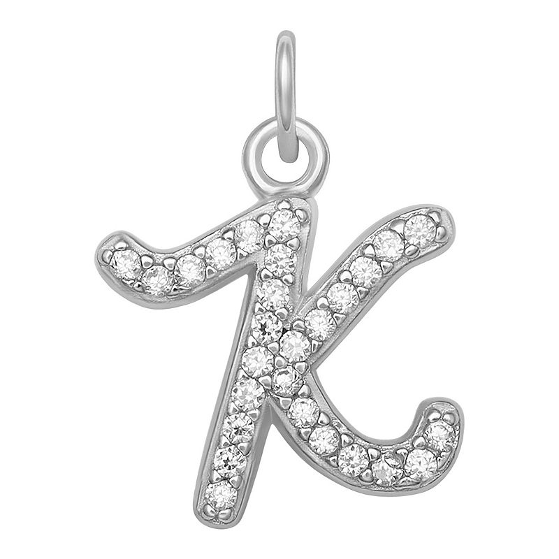 LC Lauren Conrad Sterling Silver Cubic Zirconia Initial Charm, Womens, Gre