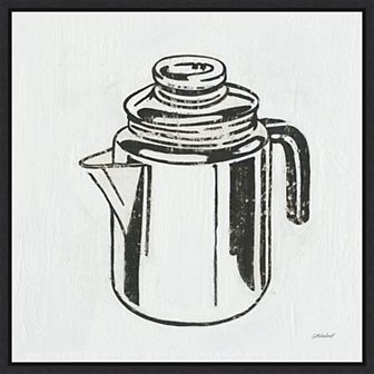 Amanti Art Retro Inspired Coffee Pot Kitchen Framed Canvas Wall Art