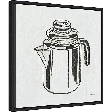 Amanti Art Retro Inspired Coffee Pot Kitchen Framed Canvas Wall Art