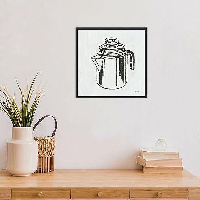 Amanti Art Retro Inspired Coffee Pot Kitchen Framed Canvas Wall Art