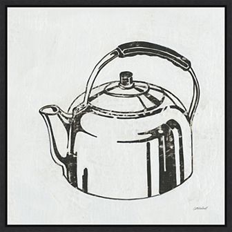 Amanti Art Retro Inspired Tea Kettle Kitchen Framed Canvas Wall Art