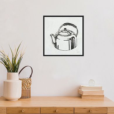 Amanti Art Retro Inspired Tea Kettle Kitchen Framed Canvas Wall Art