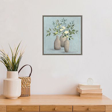 Amanti Art Natural Bouquet II Blue Framed Canvas Wall Art