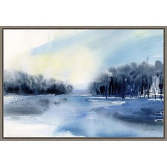 Amanti Art Winter River Framed Canvas Wall Art