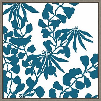 Amanti Art Aqua Trumpet Vine Silhouette Framed Canvas Wall Art