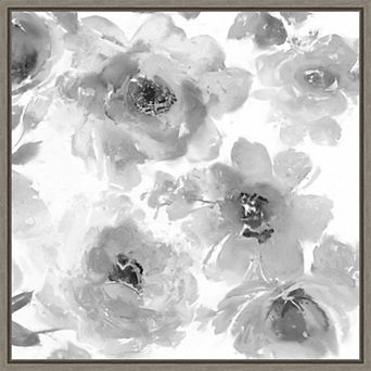 Amanti Art Springtime Black White Flowers Framed Canvas Wall Art