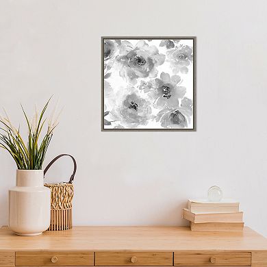 Amanti Art Springtime Black White Flowers Framed Canvas Wall Art