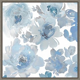 Amanti Art Springtime Blue Flowers Framed Canvas Wall Art