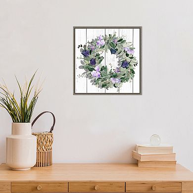 Amanti Art Purple Tulip Wreath II Framed Canvas Wall Art