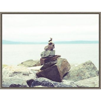 Amanti Art Bay Rocks Beach II Framed Canvas Wall Art