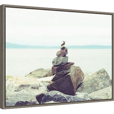 Amanti Art Bay Rocks Beach II Framed Canvas Wall Art