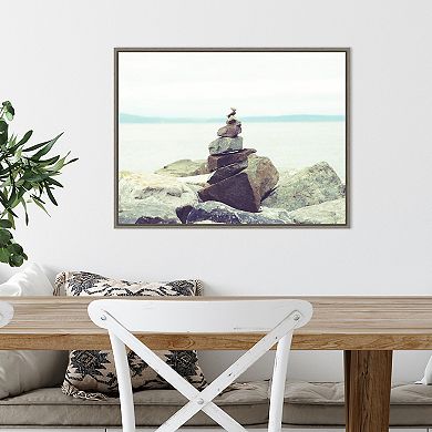 Amanti Art Bay Rocks Beach II Framed Canvas Wall Art