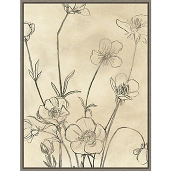Amanti Art Vintage Inspired Wildflowers I Framed Canvas Wall Art