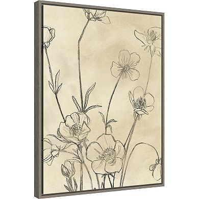 Amanti Art Vintage Inspired Wildflowers I Framed Canvas Wall Art