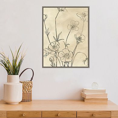 Amanti Art Vintage Inspired Wildflowers I Framed Canvas Wall Art