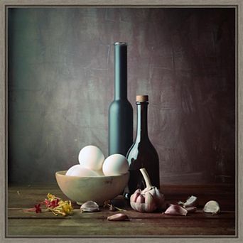 Amanti Art Kitchen Eggs and Bottles Framed Canvas Wall Art