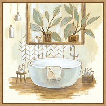Amanti Art Sage Bathroom I Framed Canvas Wall Art