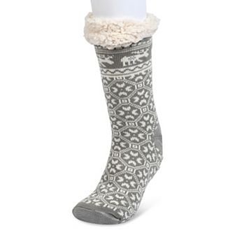 Women's GaaHuu® Non-Skid Faux Shearling Moose Slipper Socks