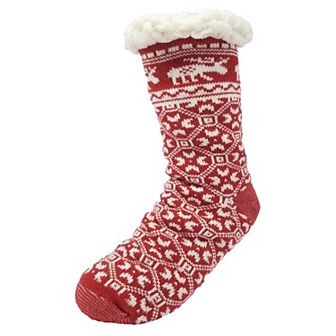 Women's GaaHuu® Non-Skid Faux Shearling Moose Slipper Socks