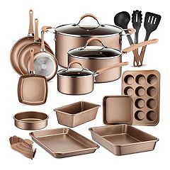 NutriChef Metallic Ridge Line Nonstick Cooking Kitchen Cookware Pots and  Pan Set with with Lids and Utensils, 12 Piece Set, Gray