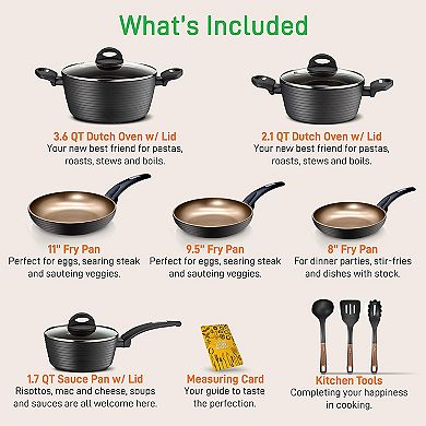 NutriChef Ridge Line Nonstick Kitchen Cookware Pots and Pan, 12 Piece Set, Gray