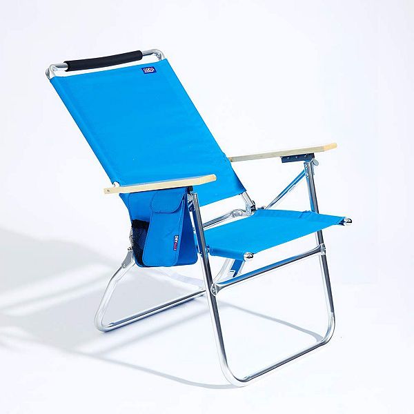 Copa Big Tycoon 4 Position Folding Aluminum Lay Flat Beach Lounge Chair Blue