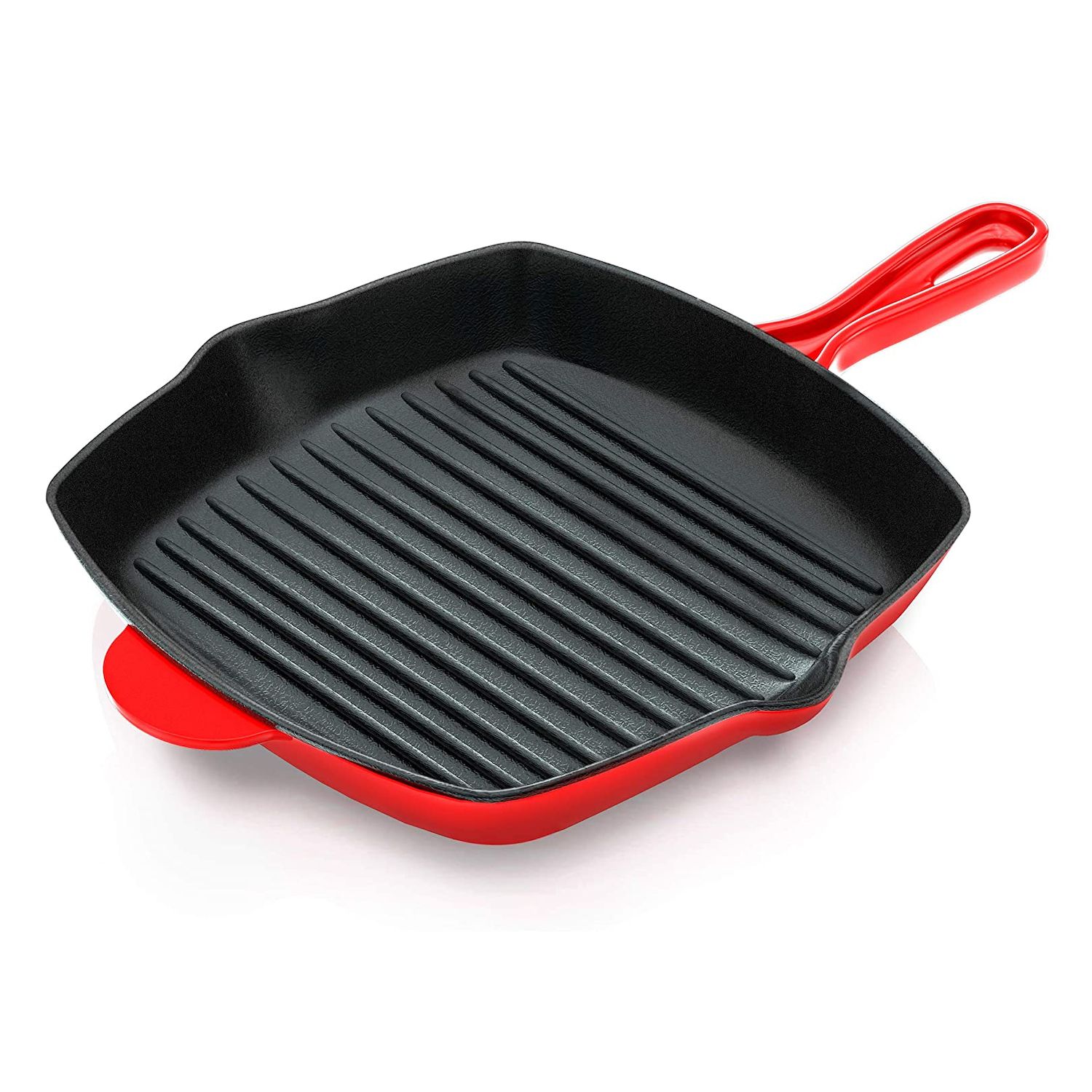 Cuisinart Chef's Classic Red Enameled Cast Iron Square Grill Pan, 9.25 inch