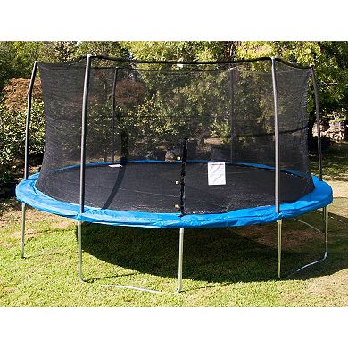 JumpKing JK15VC2 15 Foot Outdoor Trampoline & Safety Net Enclosure Kit, Blue