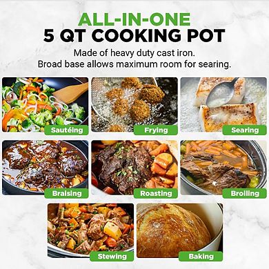 NutriChef Enameled Cast Iron Dutch Oven-5-Quart