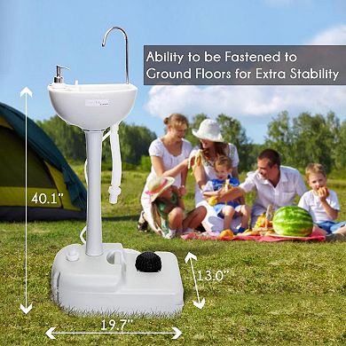 SereneLife SLCASN18 Portable Hand Wash Sink Stand Water Faucet Washing Station