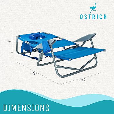 Ostrich On-your-back Outdoor Reclining Beach Lounge Pool Camping Chair, Blue