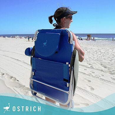 Ostrich On-your-back Outdoor Reclining Beach Lounge Pool Camping Chair, Blue