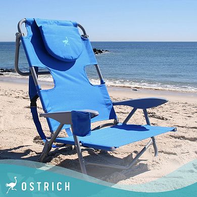 Ostrich On-your-back Outdoor Reclining Beach Lounge Pool Camping Chair, Blue