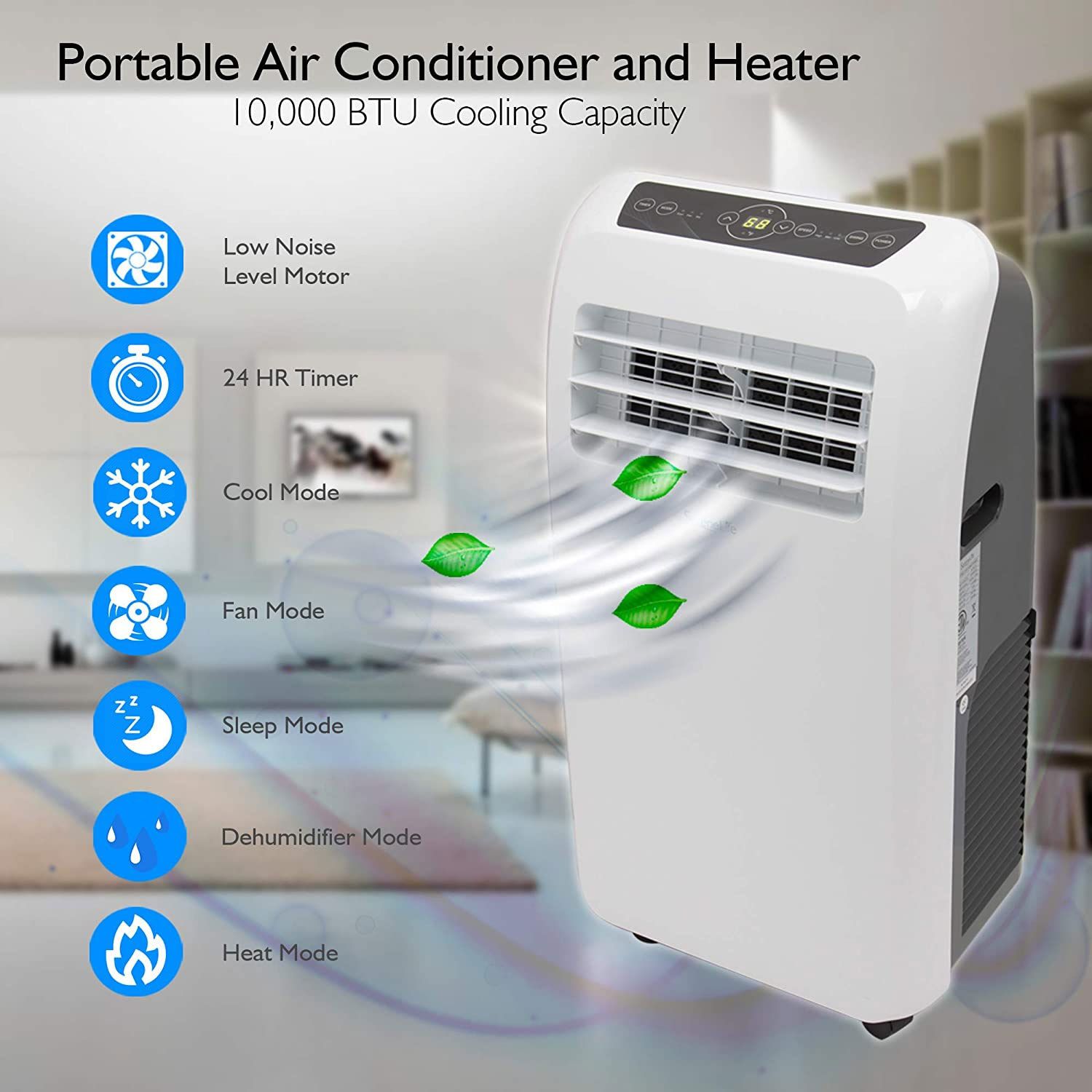 SereneLife SLACHT108 325 Square Feet 10000 BTU Air Conditioner/Heater W ...