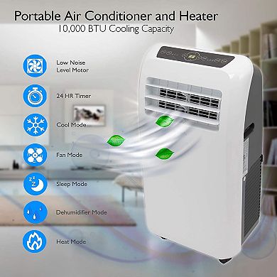 SereneLife SLACHT108 325 Square Feet 10000 BTU Air Conditioner/Heater w/ Remote