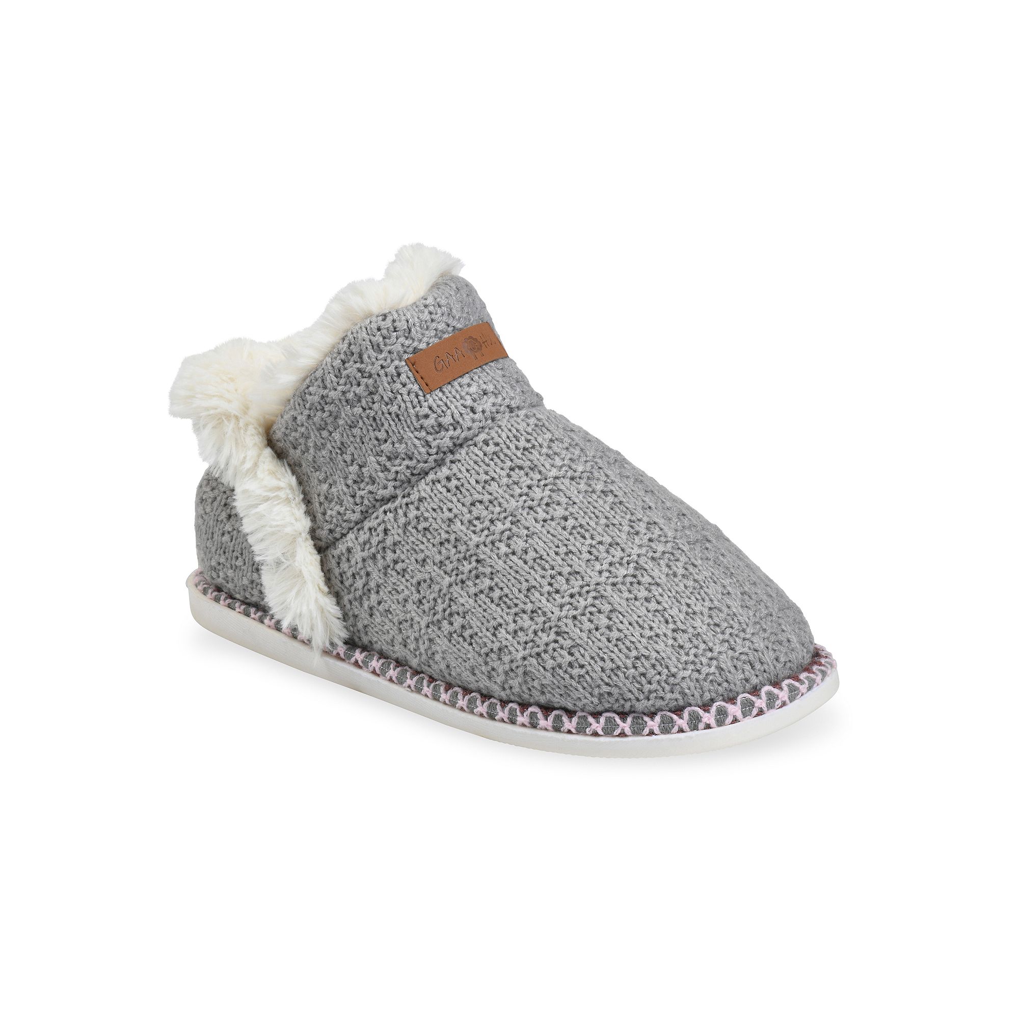 GaaHuu® Textured Knit Ankle Womens Slipper Boots, Size: Large, Gray