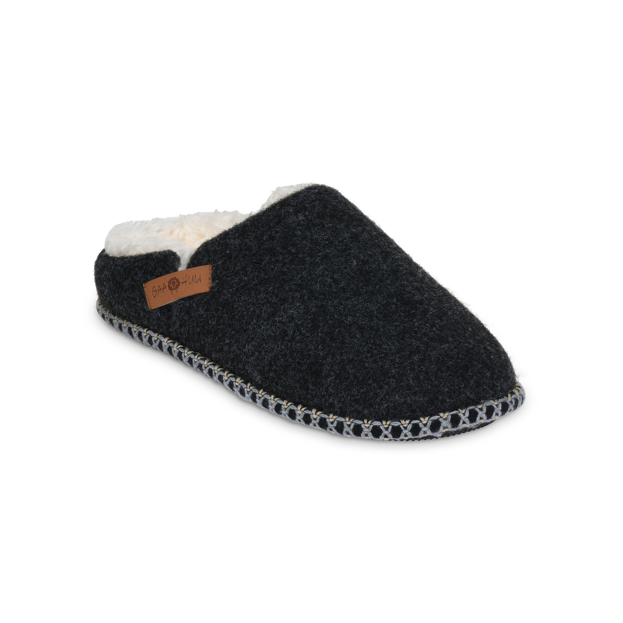Womens GaaHuu® Felted Clog Slippers, Size: Large, Black
