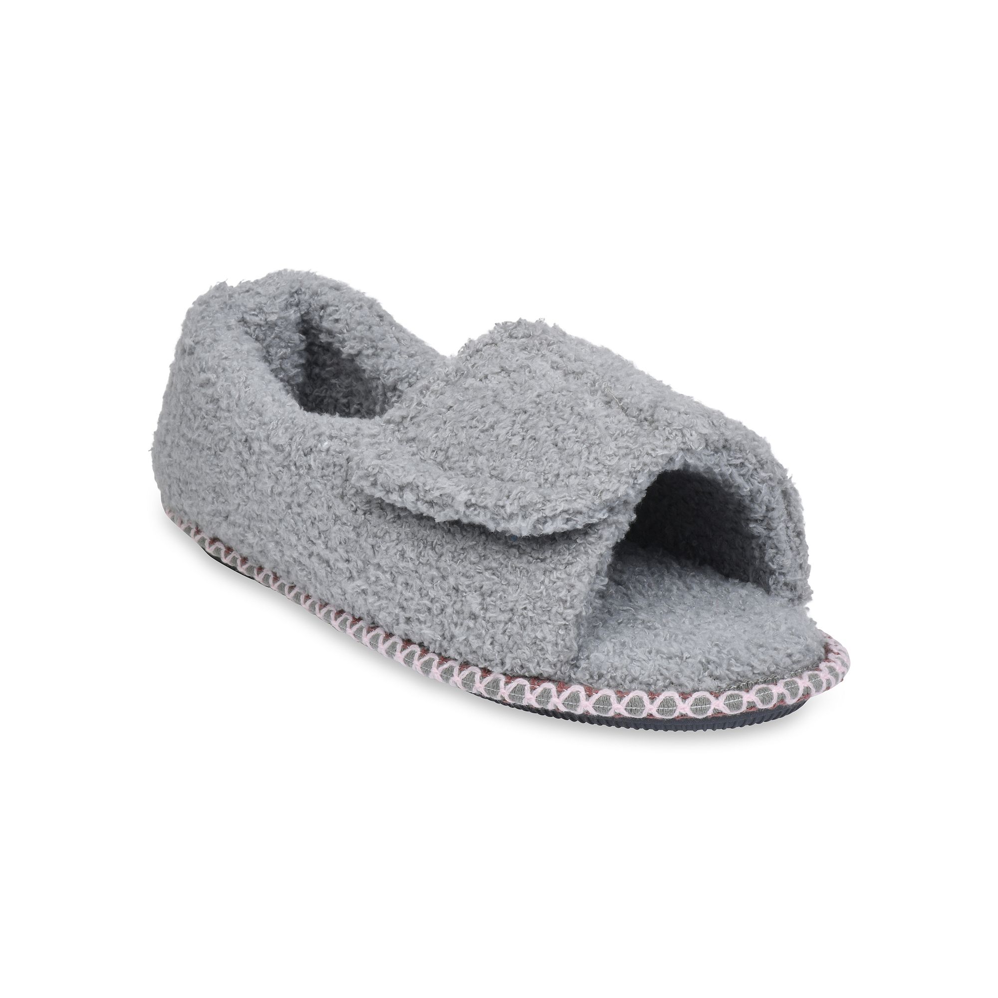 GaaHuu® Berber Adjustable Scuff Womens Slippers, Size: Large, Grey