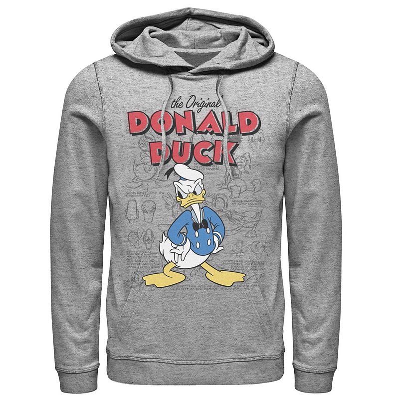 Mens Disney Donald Duck Hoodie, Size: Small, Med Grey