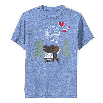 Boys 8-20 Star Wars Han And Leia Death Star Hearts Performance Graphic Tee