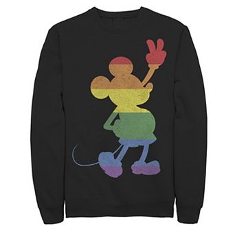 Disney's Mickey Mouse Rainbow Stripe Silhouette Men's Fleece Sweatshirt