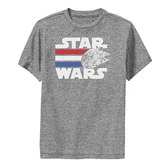 Boys 8-20 Star Wars Falcon Stripes Red White & Blue July 4th Performance Graphic Tee