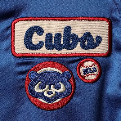 Men's New Era Royal Chicago Cubs Satin Raglan Full-Snap Jacket