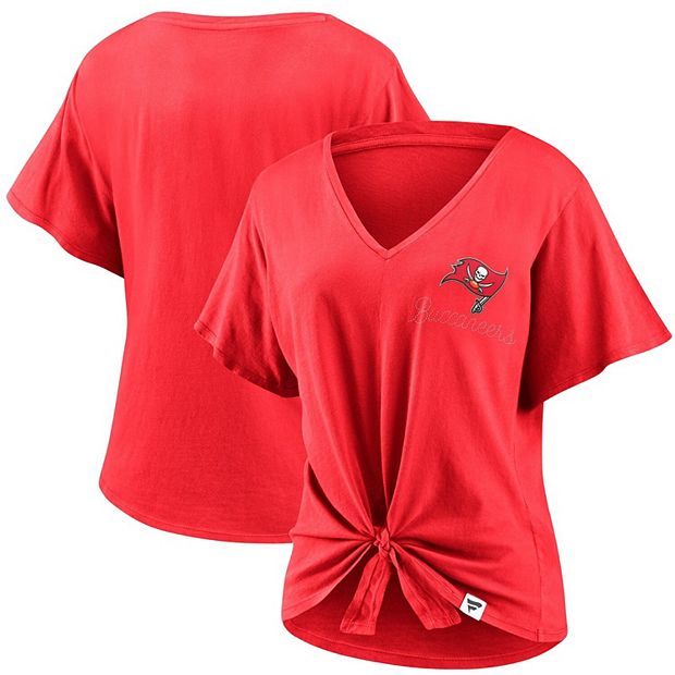 NFL Team Apparel Tampa Bay Buccaneers V-Neck Red Youth Shirt Tee Girls  Short Sleeve