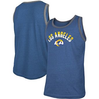 Men's New Era Heathered Royal Los Angeles Rams Ringer Tri-Blend Tank Top